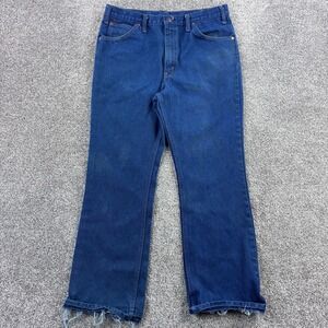 Vintage 70s Plain Pockets Jeans Mens 36x30 Dark Wash Denim Straight Leg Pants